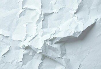Fototapeta premium Close-up of a crumpled sheet of white paper, texture and creases visible, aged, material