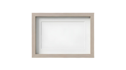 Horizontal Light Wooden Picture Frame Mockup with White Mat, Isolated on White Background
