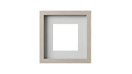 Modern Square Light Wood Shadow Box Picture Frame Mockup Isolated on White Background
