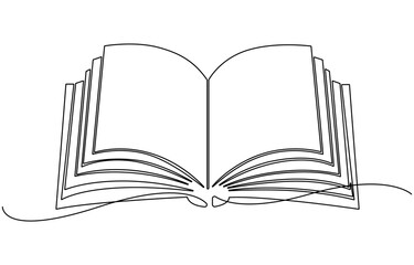 Open book continuous one line drawing.