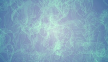 Soft swirling teal smoke patterns creating a dreamy abstract background on a smooth muted purple backdrop