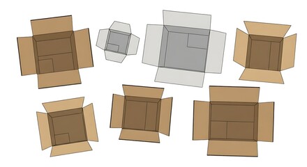 Cardboard boxes open packaging shipping carton delivery storage container moving supplies ecommerce
