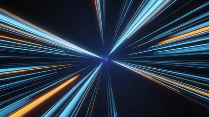 Abstract blue light speed motion background, futuristic technology warp tunnel, internet data transfer, fast network and innovation concept