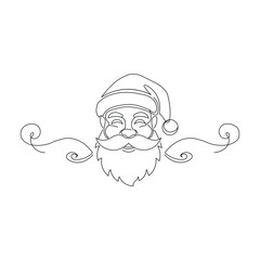 Stylized santa claus face ornament isolated on white background