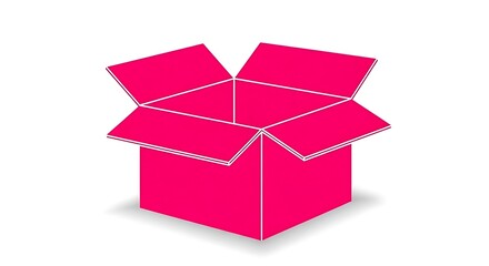 Pink cardboard box packaging open container shipping delivery storage product mockup design vector