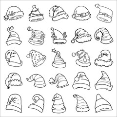 collection of clean line art vector Christmas hat designs