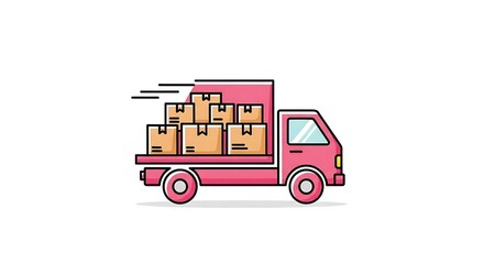 Delivery truck with boxes vector illustration for shipping and logistics services concept art