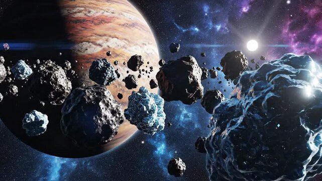 Celestial bodies and asteroids in deep space a cosmic background