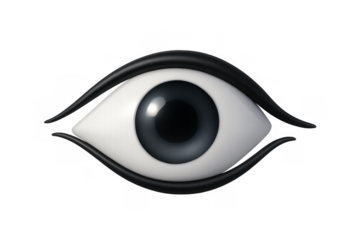 3d eye icon watching and monitoring, symbolizing vision, security, surveillance, and digital observation on transparent background