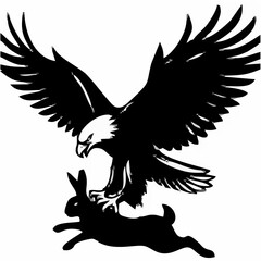Eagle Swooping on Rabbit Vect...