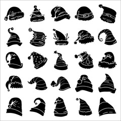 collection of clean silhouette vector designs of Christmas hats