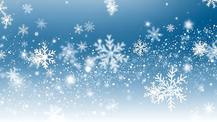 Abstract blue Christmas background illustration with ice snowflakes, winter holiday design, and star light decoration