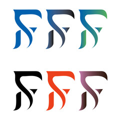 Curved F Letter Icons with Gradient and Cutout Variations.ai