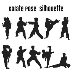 karate movement silhouette illustration bundle