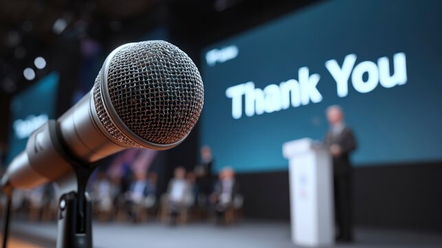 Microphone at event thank you message
