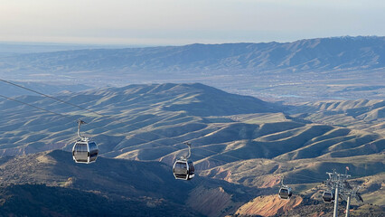 Cable car above the mountain valley