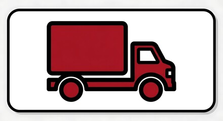 Red truck delivery service logistics transportation shipping freight commerce vehicle icon vector