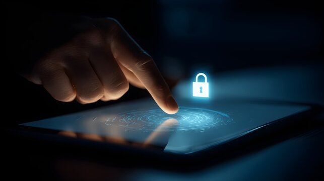 finger touching screen of a digital tablet - Powered by Adobe