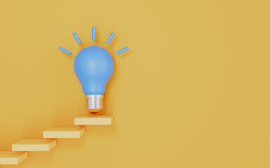 Light bulb with up arrows, Creative innovation and strategy analysis 3d illustration
