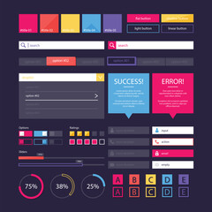 Modern flat design ui elements collection for web and app interfaces