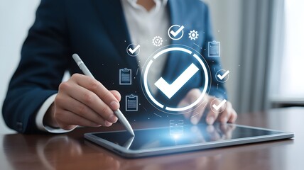 Secure Digital Approval Interface with Verified Checkmark Business Workflow Automation