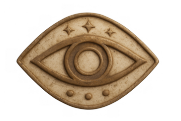 All-seeing eye symbol carving representing protection, spirituality, insight, and mysticism on transparent background