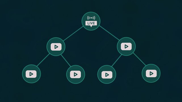 LIVE  stream network illustration &mdash; glowing connection nodes vector art