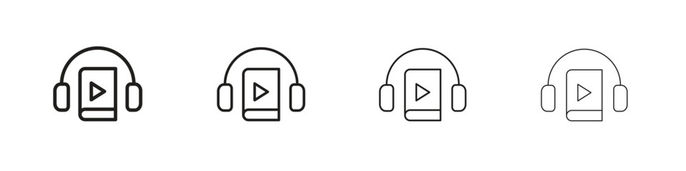 Audiobook icons. Editable stroke. Pixel perfect thin line icons.