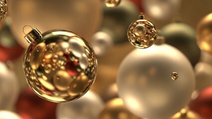Elegant christmas baubles with gold accents create a festive atmosphere full of luxury