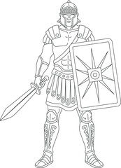 Gladiator warrior line art