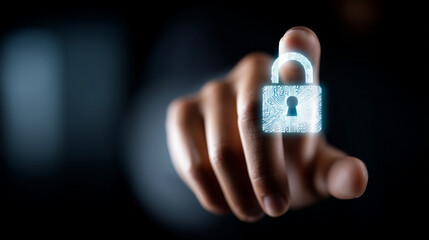 Faceless hand holding digital security icons, defocused protection elements, data safety concept, cybersecurity technology visualization, information defense system, network protec