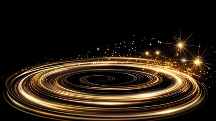 Fototapeta premium Swirls of golden light combine with shimmering particles to form a captivating scene that evokes warmth and wonder