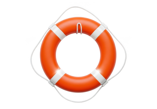 Orange life preserver isolated on transparent background