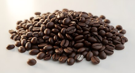 Fototapeta premium Coffee beans pile roasted aroma caffeine drink espresso ingredient brown beverage background food