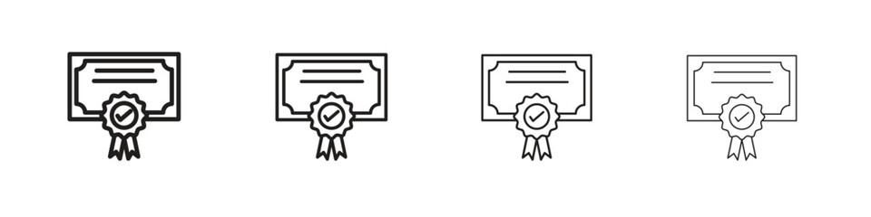 Certificate icons. Editable stroke. Pixel perfect thin line icons.