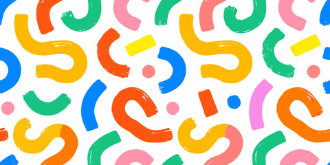 Playful brushstroke pattern with bright colors on white background