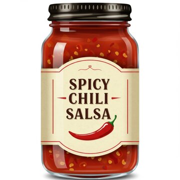 Spicy Chili Salsa in Glass Jar with Label