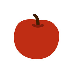 Red fresh tasty apple. Whole fruit in doodle style