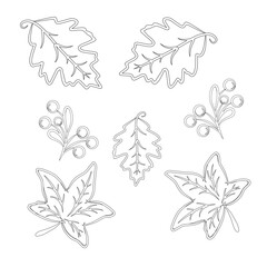 Flying Autumn Leaves Line Art. Editable stroke. Black Outline Vector Illustration of Falling Leaves Blown by Wind, Minimalist Hand Drawn Style for Seasonal, Botanical, or Nature Concepts.