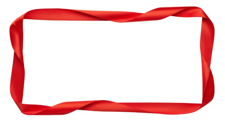 Red ribbon frame border isolated on transparent background for graphic design projects