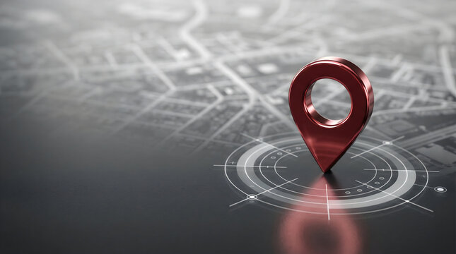 Precise location pin on modern map for navigation and destination planning