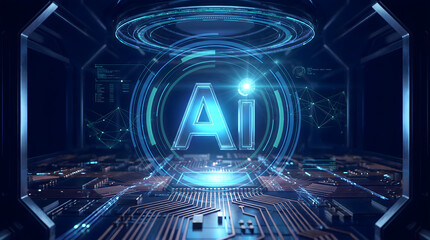 Futuristic AI concept with glowing circuitry for innovative technology solutions