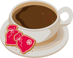 Coffee Cup with Christmas Cookies Illustration