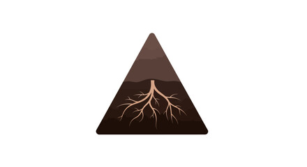 An illustration of a triangular soil profile with visible roots against a white background.