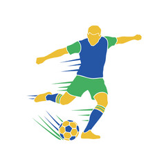 Soccer Player Kicking Ball Vector