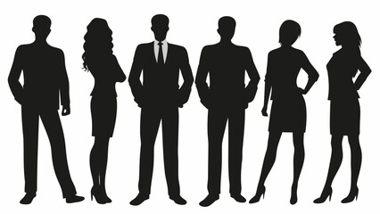 Dynamic silhouettes of diverse professionals team, offering a modern and powerful statement for corporate success and unity with a vector origin