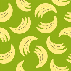 Hand drawn seamless pattern with flat design bananas. Vector illustration
