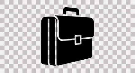 Black briefcase icon on transparent background for business and professional use