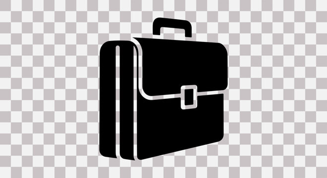 Black briefcase icon on transparent background for business and professional use