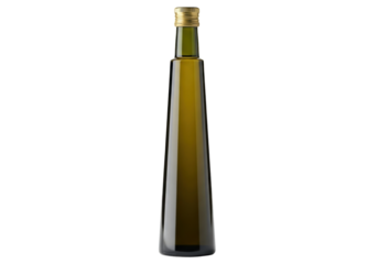 Isolated olive oil bottle with narrow neck, natural light, studio shot, minimalist style